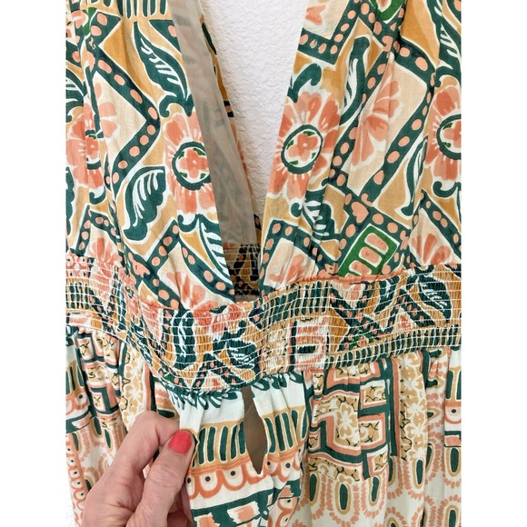 Bila77 Women's Maxi Dress Size L Boho Smocked Festival Coachella Retro Hippie - Picture 6 of 14